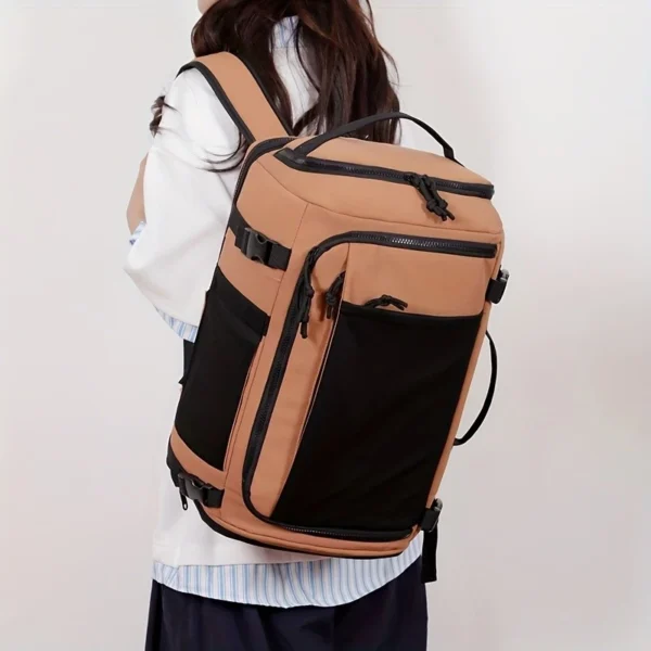 Expandable Travel Backpack Large Capacity Shoe Compartment Wet Dry Separation Nylon