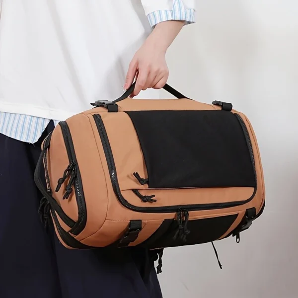 Expandable Travel Backpack Large Capacity Shoe Compartment Wet Dry Separation Nylon